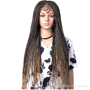 Wholesale Handmade Braiding Wig Brazilian kinky Twist Afro Braided Synthetic Lace Front Wigs With Baby Hair For Black Women